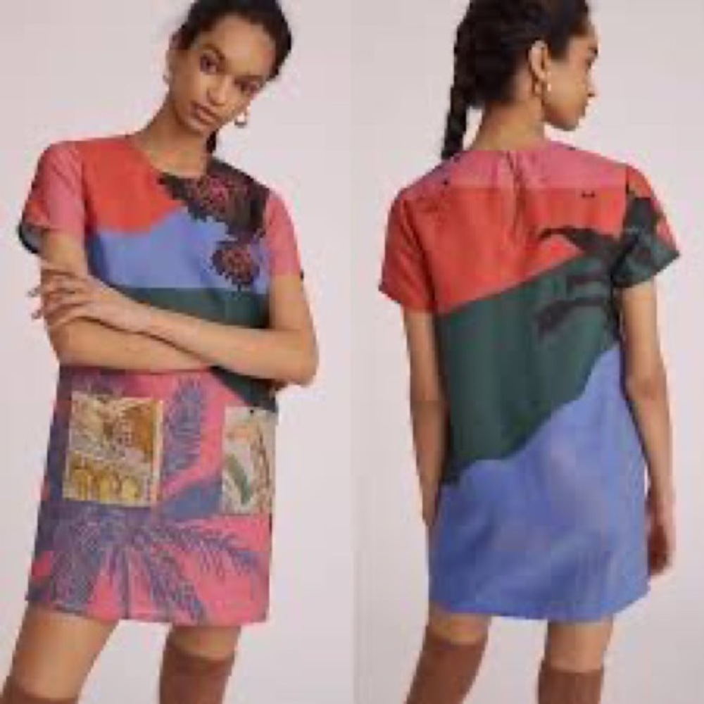 Anthropologie Geisha Designs Tropical Shift Mini Dress XS